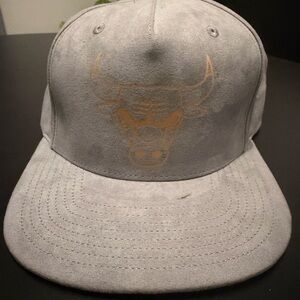 Mitchell & Ness Gray Suede Cap with Bull Emblem